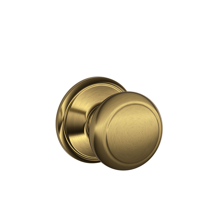 Schlage Residential F10 Andover Passage Knob Lock Function, Antique, Satin Brass Blackened