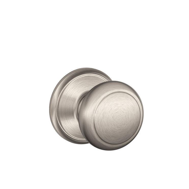 Schlage Residential F10 Andover Passage Knob Lock Function, Satin Nickel