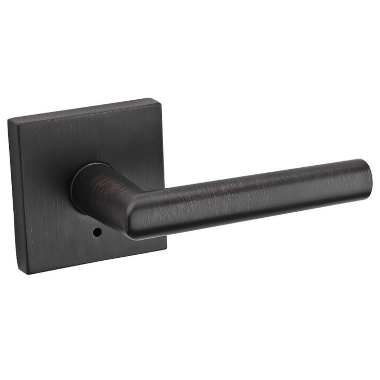 Kwikset Milan Privacy Lever With Square Rose, 6-Way Adjustable Latch And Round Corner Strike, Venetian Bronze