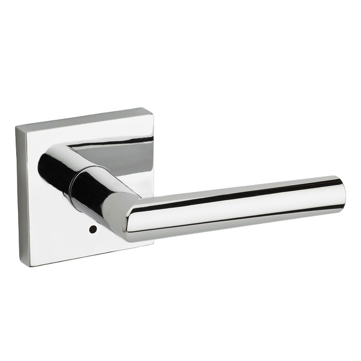 Kwikset Milan Privacy Lever With Square Rose, 6-Way Adjustable Latch And Round Corner Strike, Bright Polished Chrome