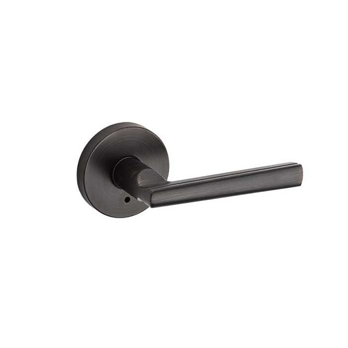 Kwikset Montreal Privacy Lever With Round Rose, 6-Way Adjustable Latch And Round Corner Strike, Venetian Bronze