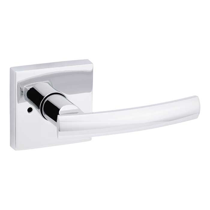 Kwikset Sydney Privacy Lever, Square Rose With 6-Way Adjustable Latch And Round Corner Strike, Bright Polished Chrome