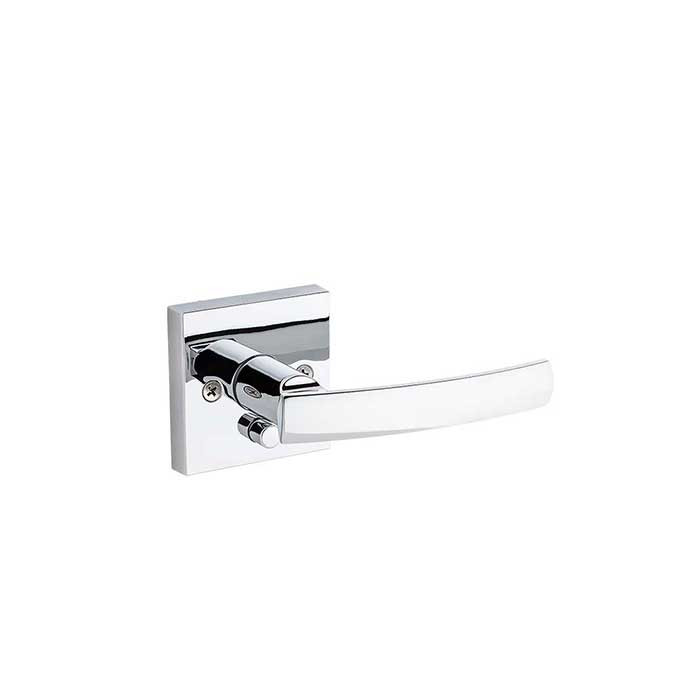 Kwikset Sydney Privacy Lever With Square Rose, 6-Way Adjustable Latch And Round Corner Strike, Bright Polished Chrome