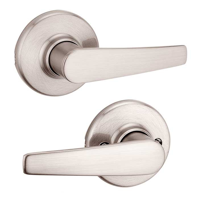 Kwikset Delta Passage Lever With 6-Way Adjustable 20 Minute Ul Latch And Round Corner Strike, Satin Nickel