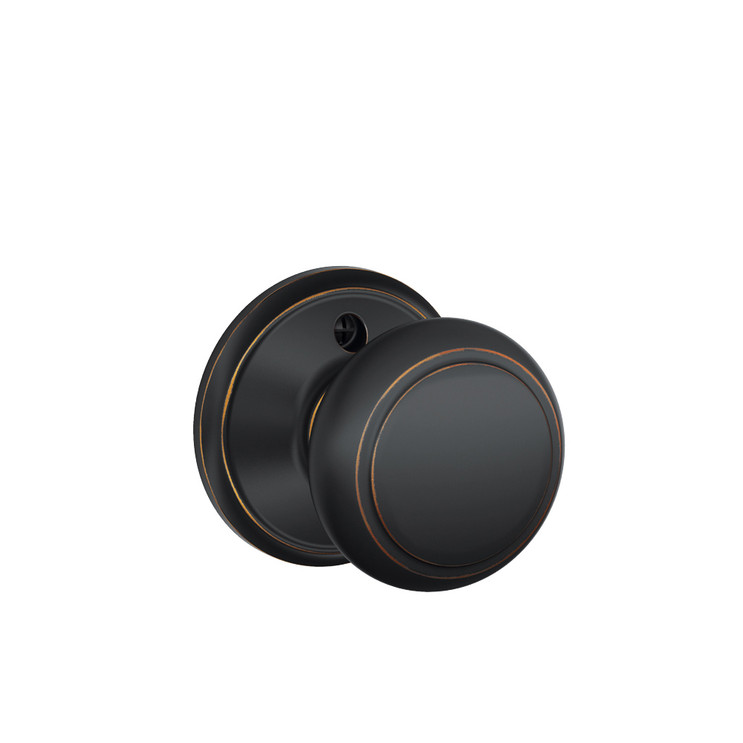 Schlage Residential F40 Andover Privacy Knob Lock Function, Aged Bronze