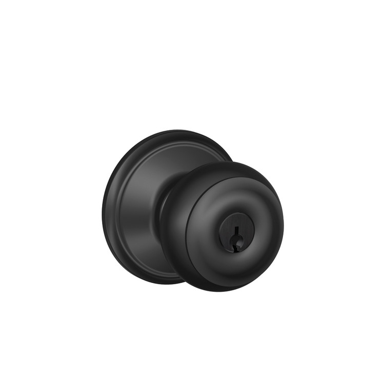 Schlage Residential F51A Georgian Keyed Entry Knob Lock Function, Matte Black