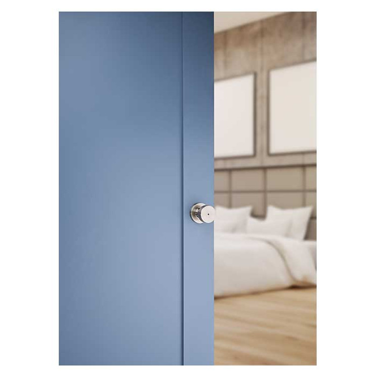 Kwikset Pismo Privacy Knob With Round Rose, 6-Way Adjustable Latch And Round Corner Strike, Satin Nickel