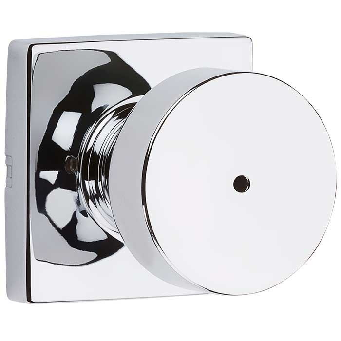 Kwikset Pismo Privacy Knob With Square Rose, 6-Way Adjustable Latch And Round Corner Strike, Bright Polished Chrome