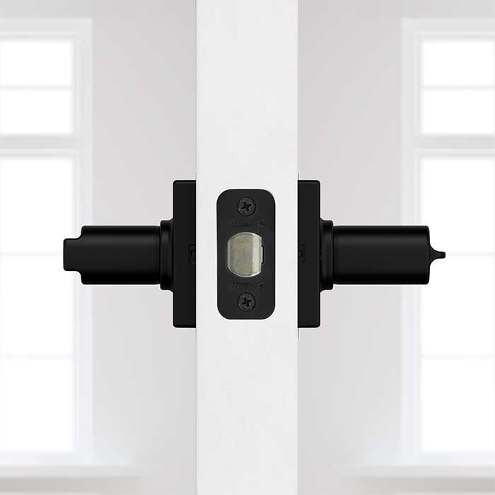 Kwikset Casey Privacy Lever With Round Rose, 6-Way Adjustable Latch And Round Corner Strike, Matte Black