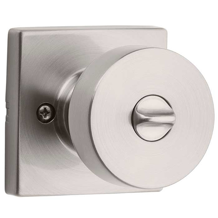 Kwikset Pismo Keyed Entry Knob Smartkey With Square Rose, 6-Way Adjustable Latch And Round Corner Strike, Satin Nickel