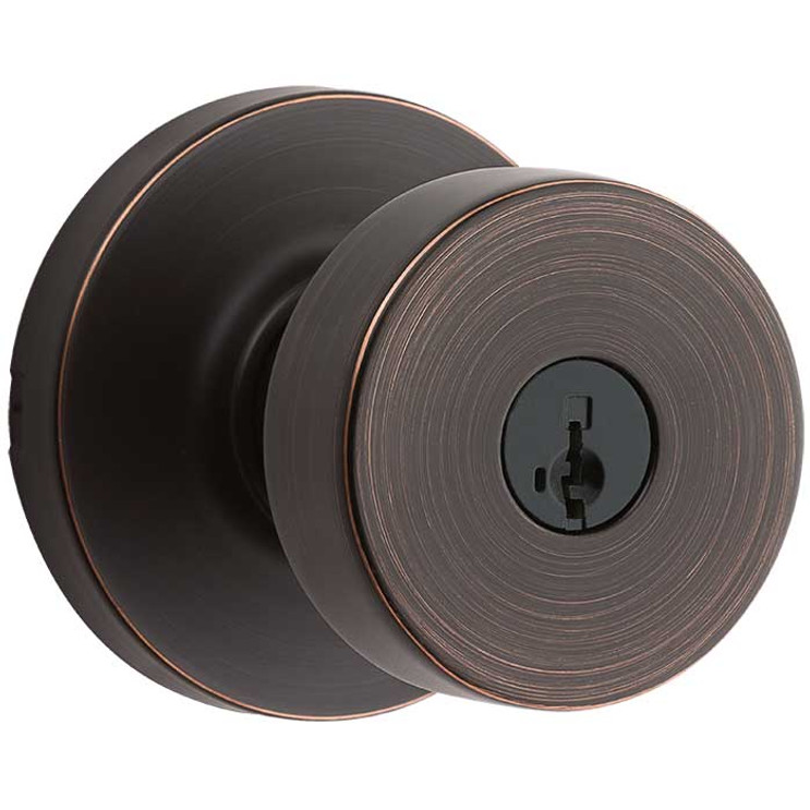 Kwikset Pismo Keyed Entry Knob Smartkey With Round Rose, 6-Way Adjustable Latch And Round Corner Strike, Venetian Bronze
