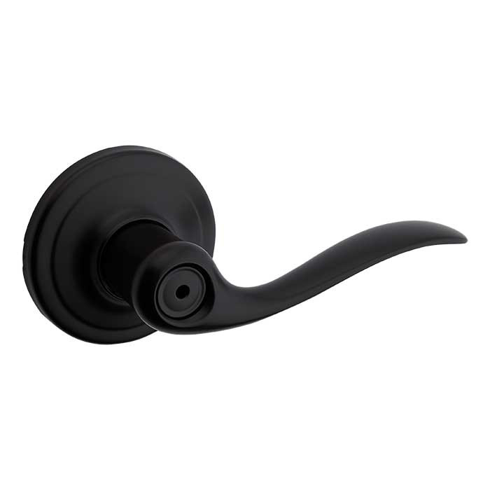Kwikset Tustin Privacy Lever With 6-Way Adjustable Latch And Round Corner Strike, Matte Black