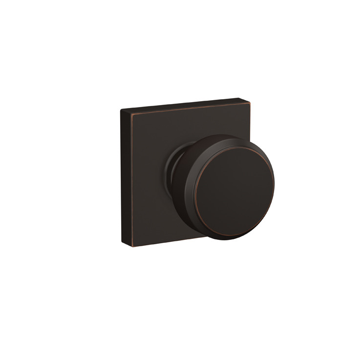 Schlage Residential F10 Bowery Passage Knob Lock With Collins Trim Function, Decorative, Aged Bronze