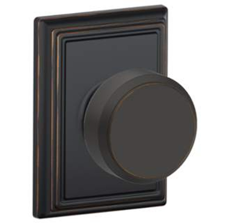 Schlage Residential F10 Bowery Passage Knob Lock With Addison Trim Function, Decorative, Aged Bronze