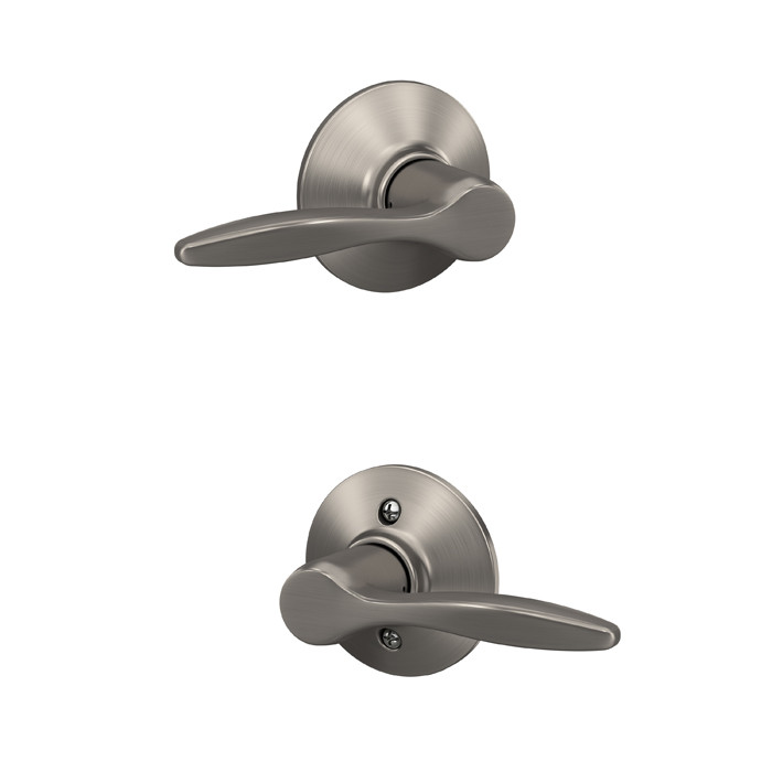 Schlage Residential F10 Delfayo Passage Lever Lock Function, Dual Option Springlatch, Adjustable Backset, Round Corner Full Lip Strike, Satin Nickel