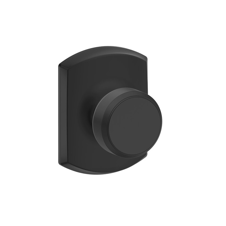 Schlage Residential F10 Bowery Passage Knob Lock With Greenwich Trim Function, Decorative, Matte Black