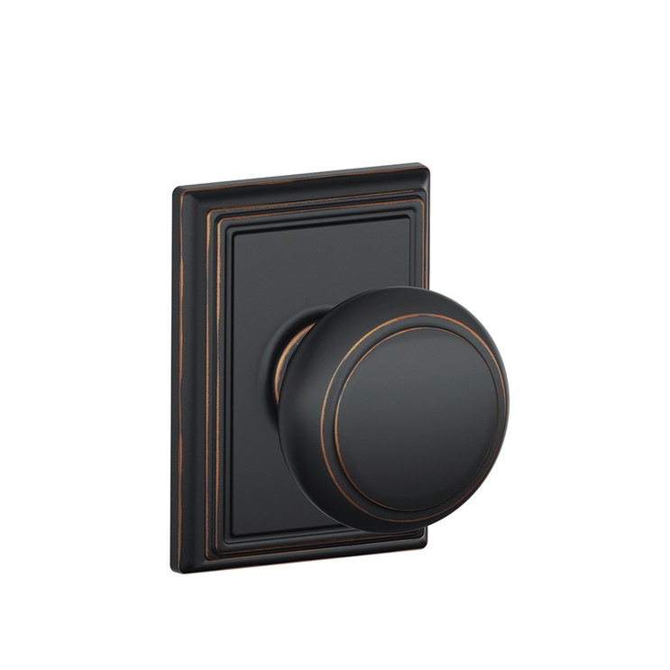 Schlage Residential F10 Andover Passage Knob Lock With Addison Trim Function, Decorative, Aged Bronze
