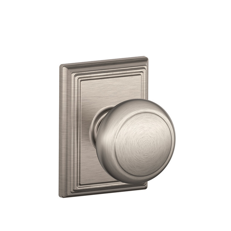 Schlage Residential F10 Andover Passage Knob Lock With Addison Trim Function, Decorative, Satin Nickel