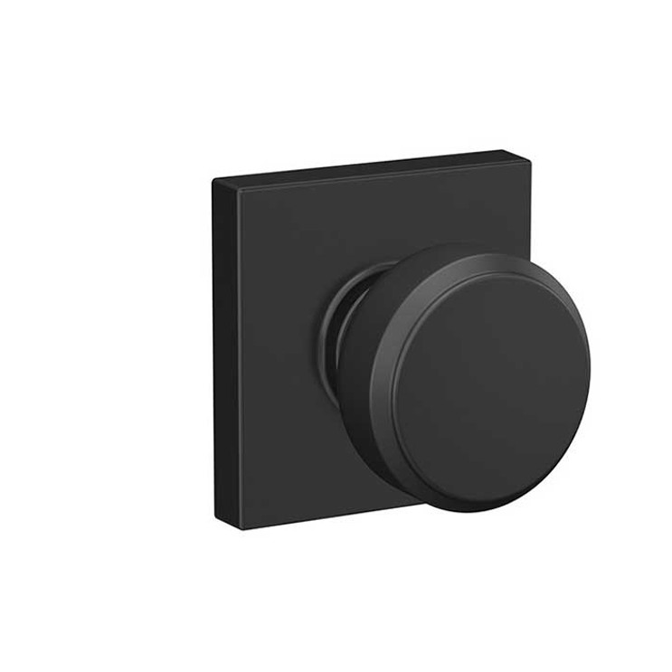 Schlage Residential F10 Bowery Passage Knob Lock With Collins Trim Function, Decorative, Matte Black