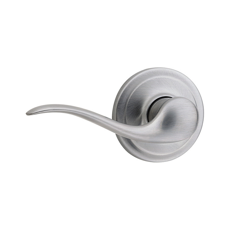 Kwikset Tustin Passage Lever With 6-Way Adjustable Latch And Round Corner Strike, Satin Chrome