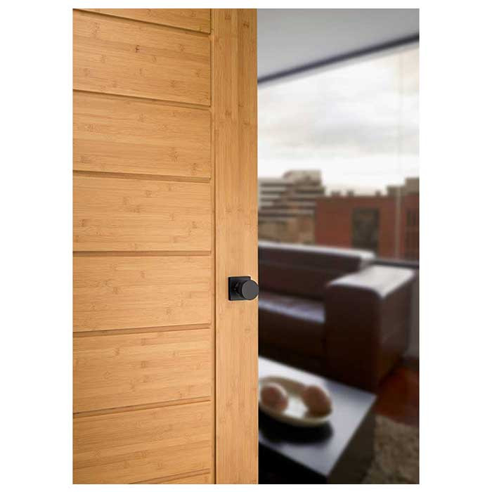 Kwikset Pismo Passage Knob With Square Rose, 6-Way Adjustable Latch And Round Corner Strike, Matte Black