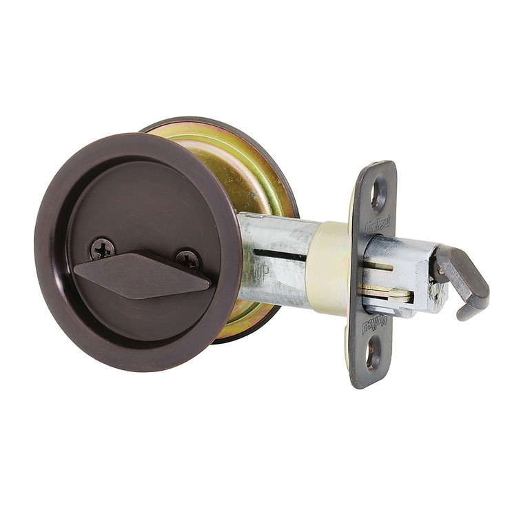 Kwikset Round Pocket Door Privacy Lock, Matte Black