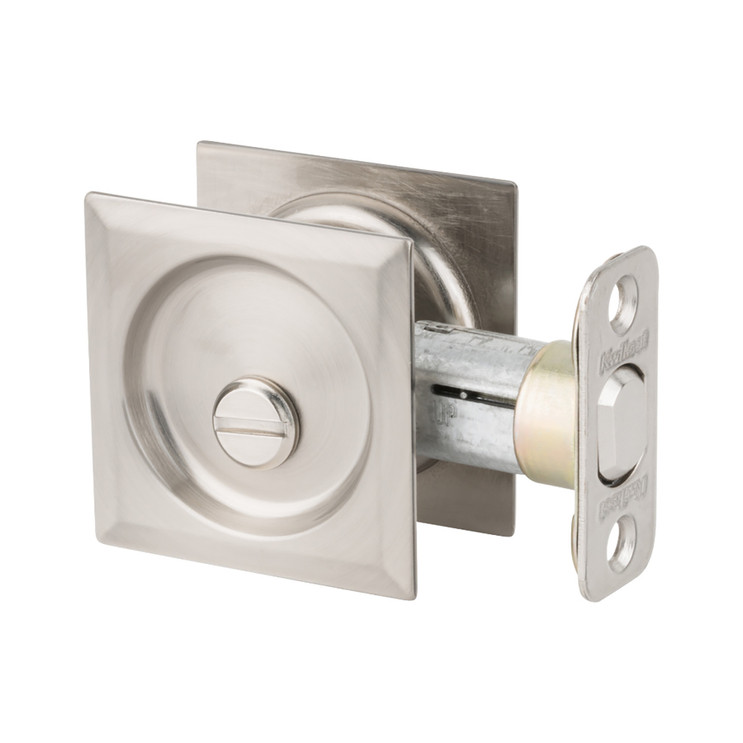 Kwikset Square Pocket Door Privacy Lock, Satin Nickel