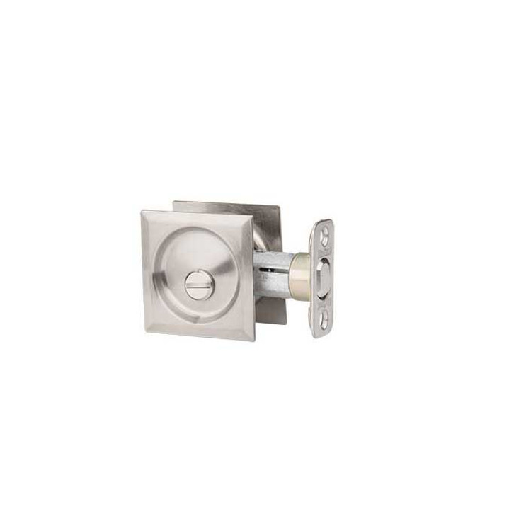 Kwikset Square Pocket Door Privacy Lock, Satin Nickel