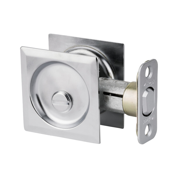 Kwikset Square Pocket Door Privacy Lock, Satin Chrome