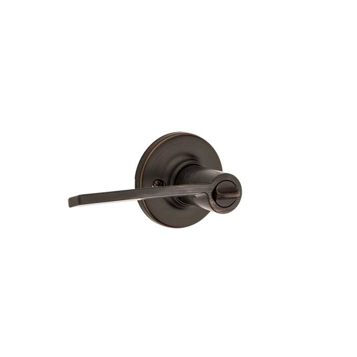 Kwikset Ladera Keyed Entry Lever Smartkey With Round Rose, 6-Way Adjustable Latch And Round Corner Strike, Venetian Bronze