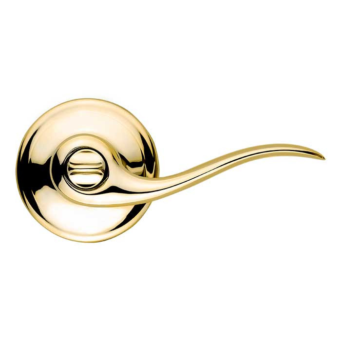 Kwikset Tustin Keyed Entry Lever Smartkey With 6-Way Adjustable Latch And Round Corner Strike, Bright Polished Brass