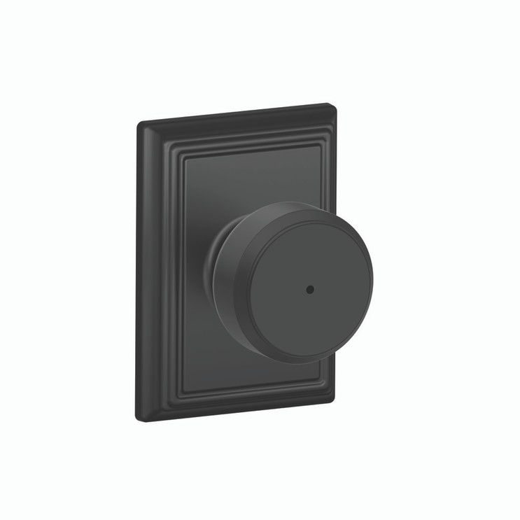 Schlage Residential F40 Bowery Privacy Knob Lock With Addison Trim Function, Decorative, Matte Black