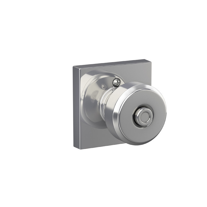 Schlage Residential F40 Bowery Privacy Knob Lock With Collins Trim Function, Decorative, Bright Polished Chrome