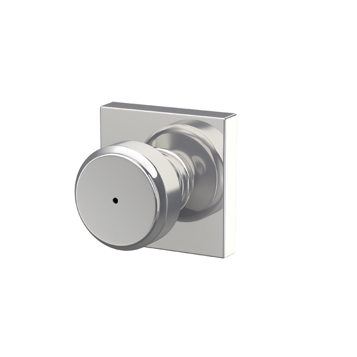 Schlage Residential F40 Bowery Privacy Knob Lock With Collins Trim Function, Decorative, Bright Polished Chrome
