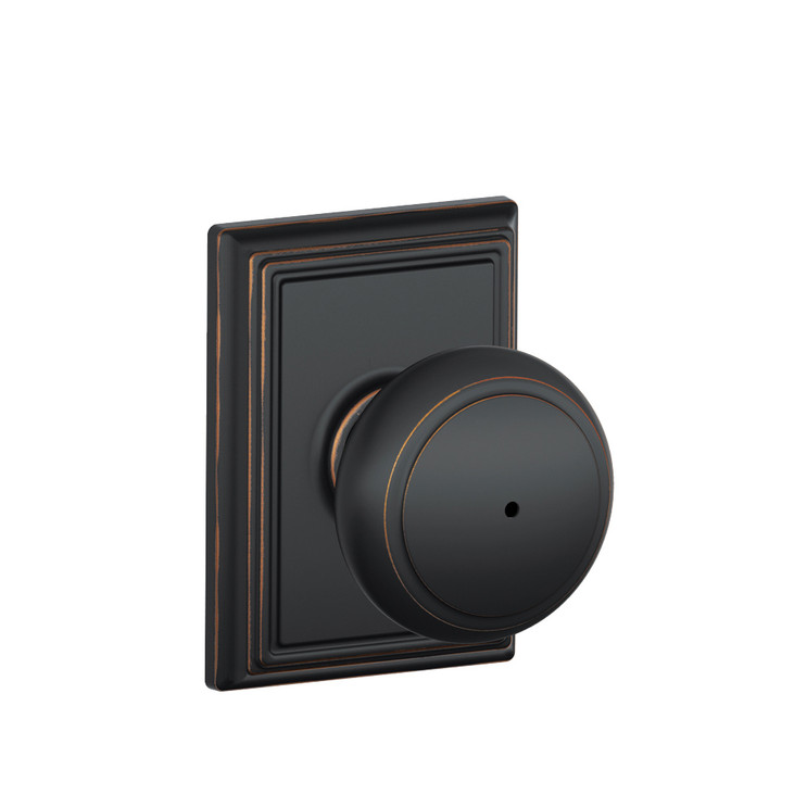 Schlage Residential F40 Andover Privacy Knob Lock With Addison Trim Function, Decorative, Aged Bronze