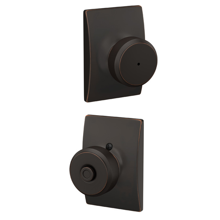 Schlage Residential F40 Bowery Privacy Knob Lock With Century Trim Function, Decorative, Aged Bronze
