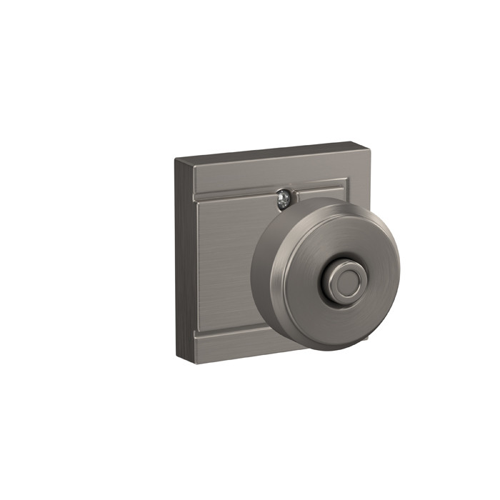 Schlage Residential F40 Bowery Privacy Knob Lock With Upland Trim Function, Decorative, Satin Nickel