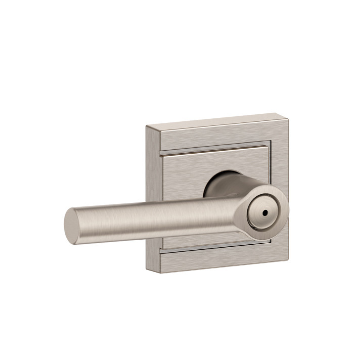 Schlage Residential F40 Bowery Privacy Knob Lock With Upland Trim Function, Decorative, Satin Nickel