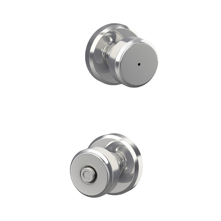Schlage Residential F40 Bowery Privacy Knob Lock With Greyson Trim Function, Decorative, Bright Polished Chrome