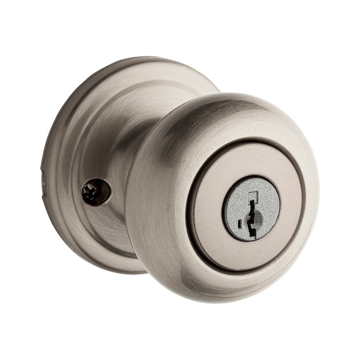 Kwikset Hancock Keyed Entry Knob Smartkey With 6-Way Adjustable Latch And Round Corner Strike, Satin Nickel