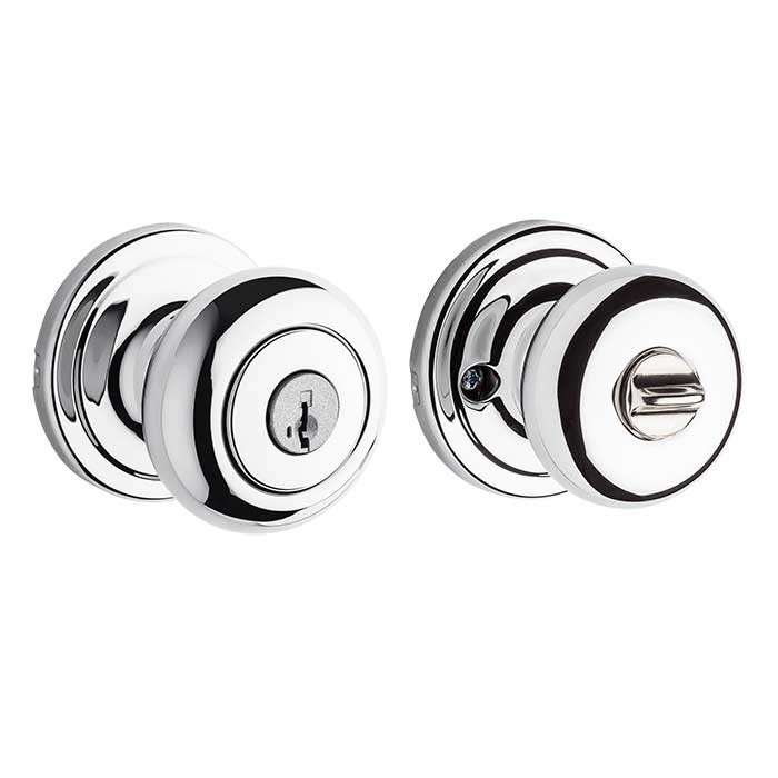 Kwikset Hancock Keyed Entry Knob Smartkey With 6-Way Adjustable Latch And Round Corner Strike, Bright Polished Chrome