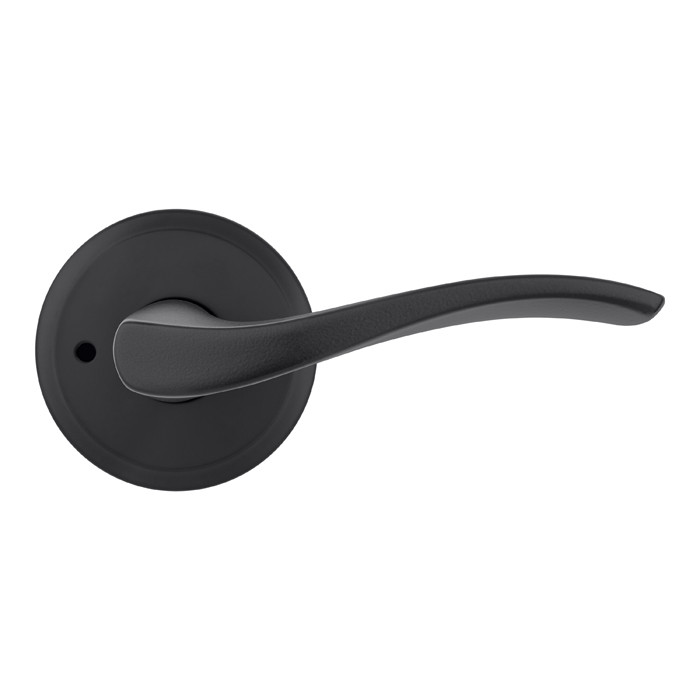 Kwikset Sedona Privacy Lever With 6-Way Adjustable Latch And Round Corner Strike, Matte Black