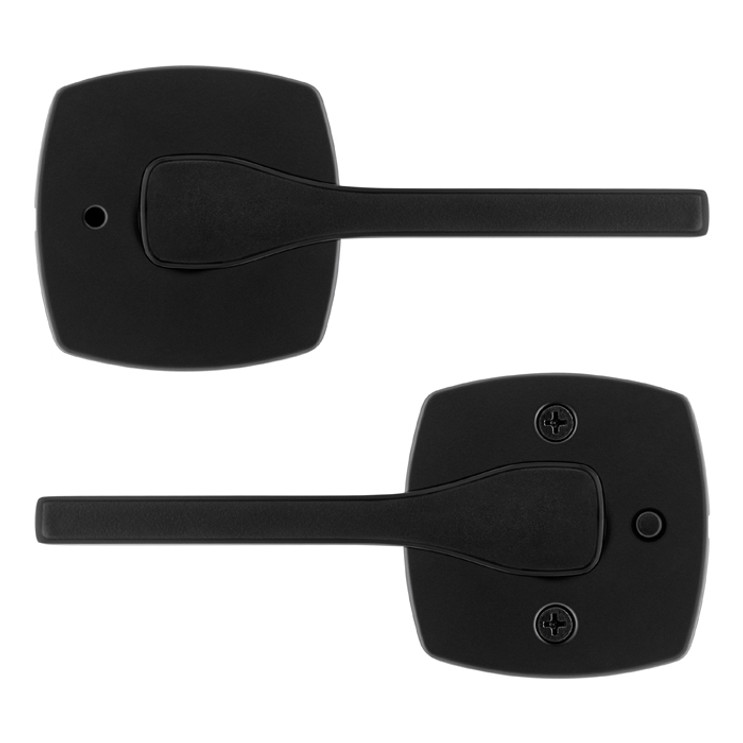 Kwikset Tripoli Privacy Lever With 6-Way Adjustable Latch And Round Corner Strike, Matte Black