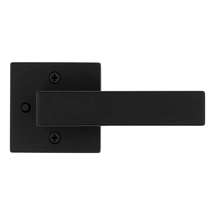 Kwikset Singapore Privacy Lever, Square Rose With 6-Way Adjustable Latch And Round Corner Strike, Matte Black