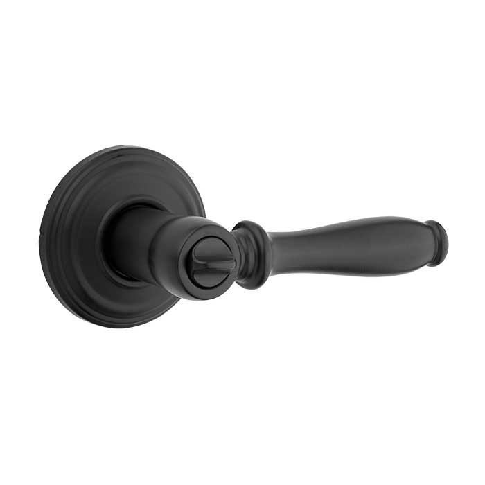 Kwikset Ashfield Privacy Lever With 6-Way Adjustable Latch And Round Corner Strike, Matte Black