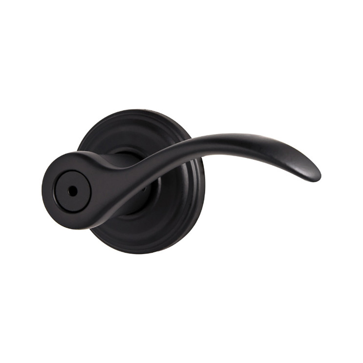 Kwikset Pembroke Privacy Lever, Pembroke Privacy Lever With 6-Way Adjustable Latch And Round Corner Strike, Matte Black