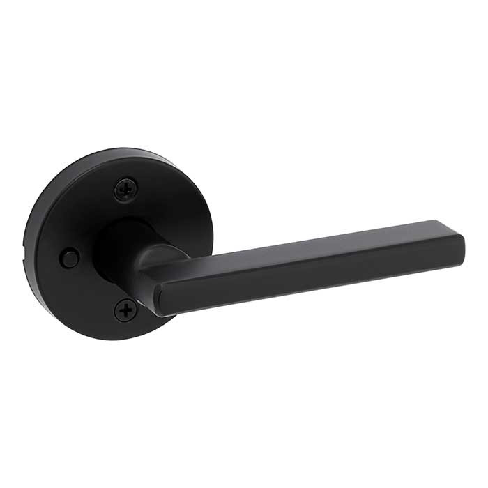 Kwikset Halifax Privacy Lever, Round Rose With 6-Way Adjustable Latch And Round Corner Strike, Matte Black