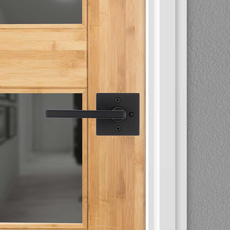 Kwikset Halifax Privacy Lever, Square Rose With 6-Way Adjustable Latch And Round Corner Strike, Matte Black