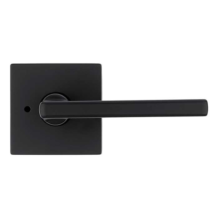 Kwikset Halifax Privacy Lever, Square Rose With 6-Way Adjustable Latch And Round Corner Strike, Matte Black