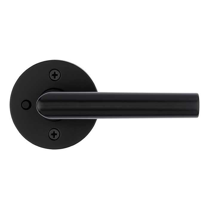 Kwikset Milan Privacy Lever, Round Rose With 6-Way Adjustable Latch And Round Corner Strike, Matte Black